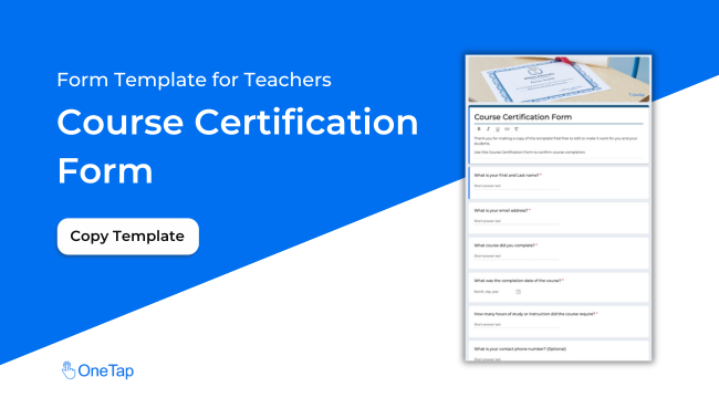 Course Certification Form Template